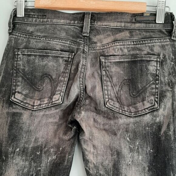 COH | Avedon Low-Rise Skinny Leg Jeans Acid Tie-Dye Distressed Gray Black Sz 24 - Picture 7 of 11
